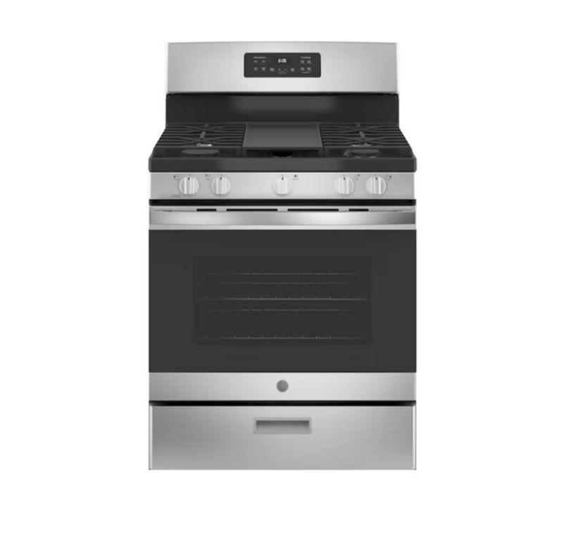 GE 30-in 5 Burners 5-cu ft Freestanding Natural Gas Range (Stainless Steel)
