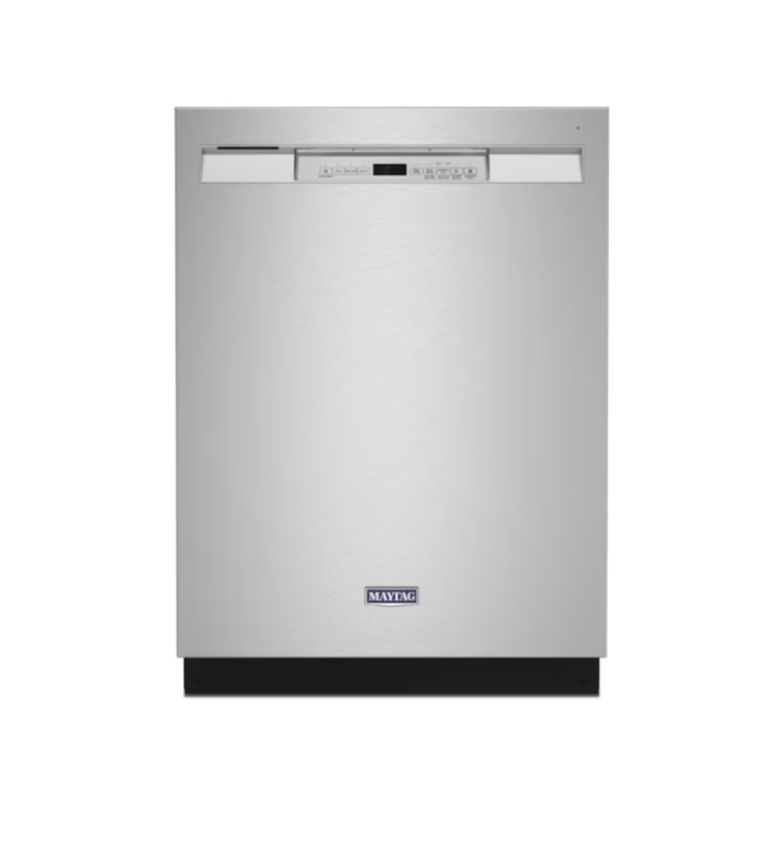 Maytag 24" Front Control Built-In Dishwasher with Dual Power Filtration, PowerBlast Cycle &amp; Sani Rinse (Fingerprint Resistant Stainless Steel, 50 dBA)