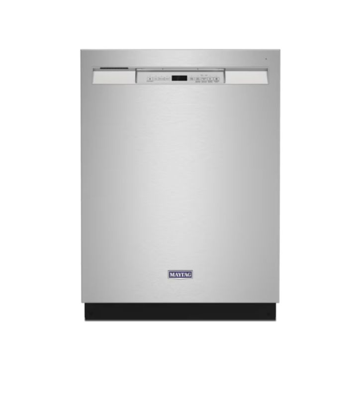 Maytag 24" Front Control Built-In Dishwasher with Dual Power Filtration, PowerBlast Cycle &amp; Sani Rinse (Fingerprint Resistant Stainless Steel, 50 dBA)