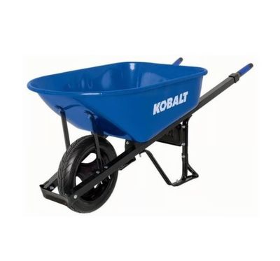 Kobalt 6-cu ft 1 Wheel Steel Push Wheelbarrow Flat-Free Tire