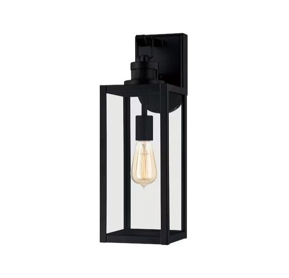 Quoizel Breitling 1 -Light 18-in H Matte Black Hardwired Motion Sensor Dusk to Dawn Outdoor Wall Light