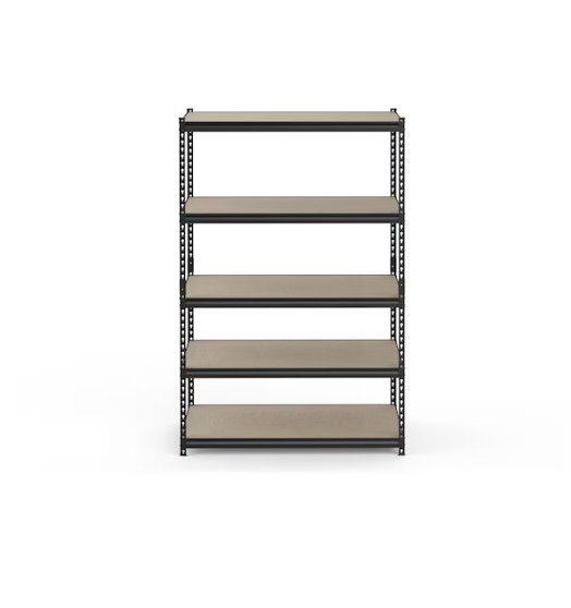 Project Source 5 -Tier Heavy Duty Black Metal Utility shelving unit with Solid Shelves ( 48-in W x 24-in D x 72-in H )