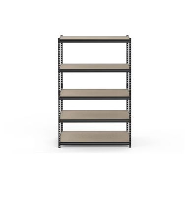 Project Source 5 -Tier Heavy Duty Black Metal Utility shelving unit with Solid Shelves ( 48-in W x 24-in D x 72-in H )