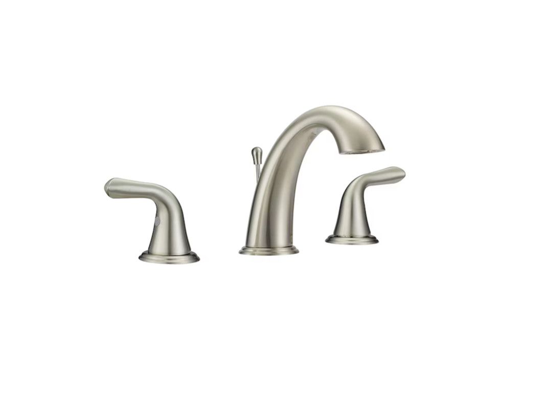 Project Source Dover Brushed Nickel Widespread 2-handle WaterSense Mid-arc Residential Handle Bathroom Sink Faucet with Drain