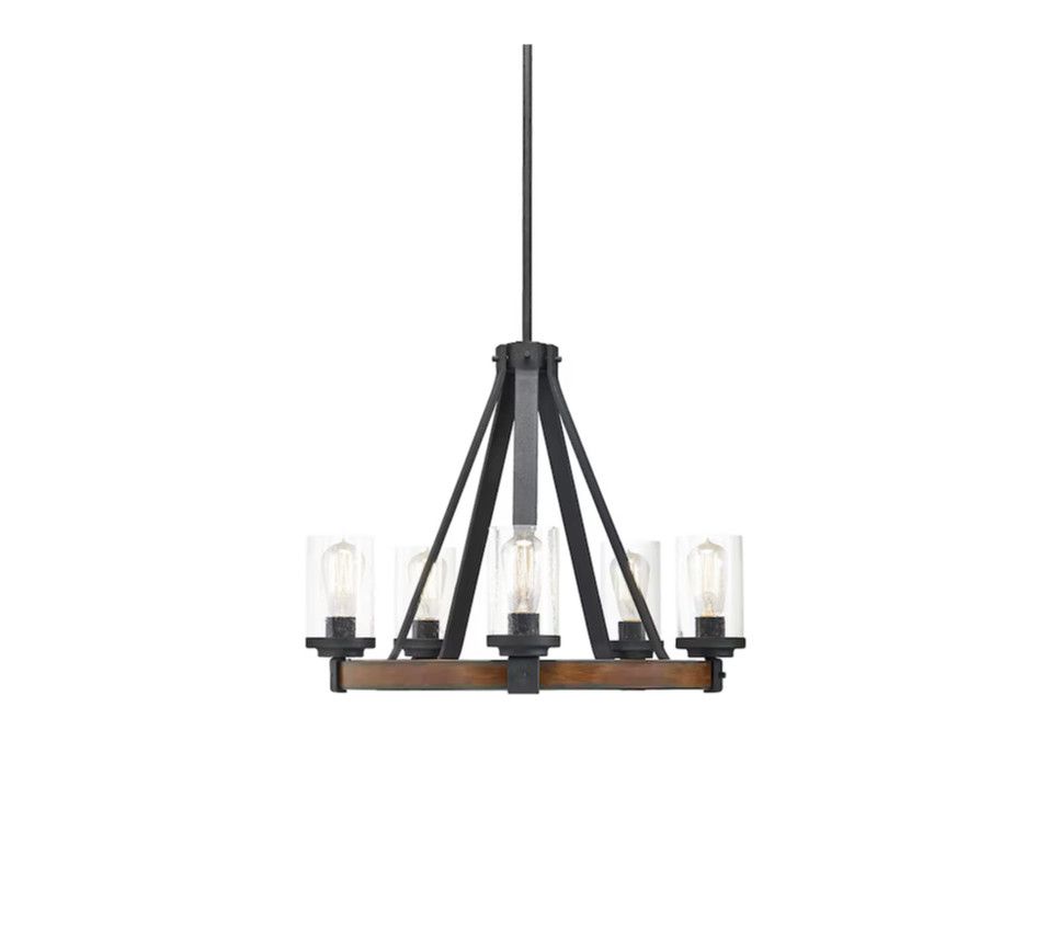 Kichler Barrington 5 -Light Distressed Black Seeded glass Metal Chandelier