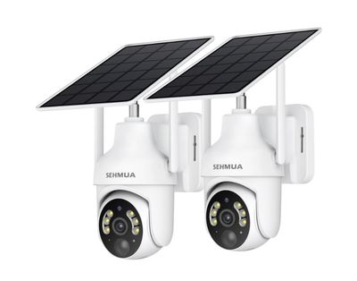 SEHMUA 2K Solar Security Cameras Wireless Outdoor 2 Pack 360° View Pan