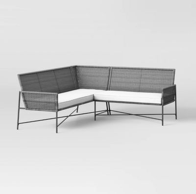 Tucker Wicker Outdoor Patio Sectional Sofa Gray - Threshold™ designed w/Studio McGee: Weather-Resistant 5-Seater with Steel Frame