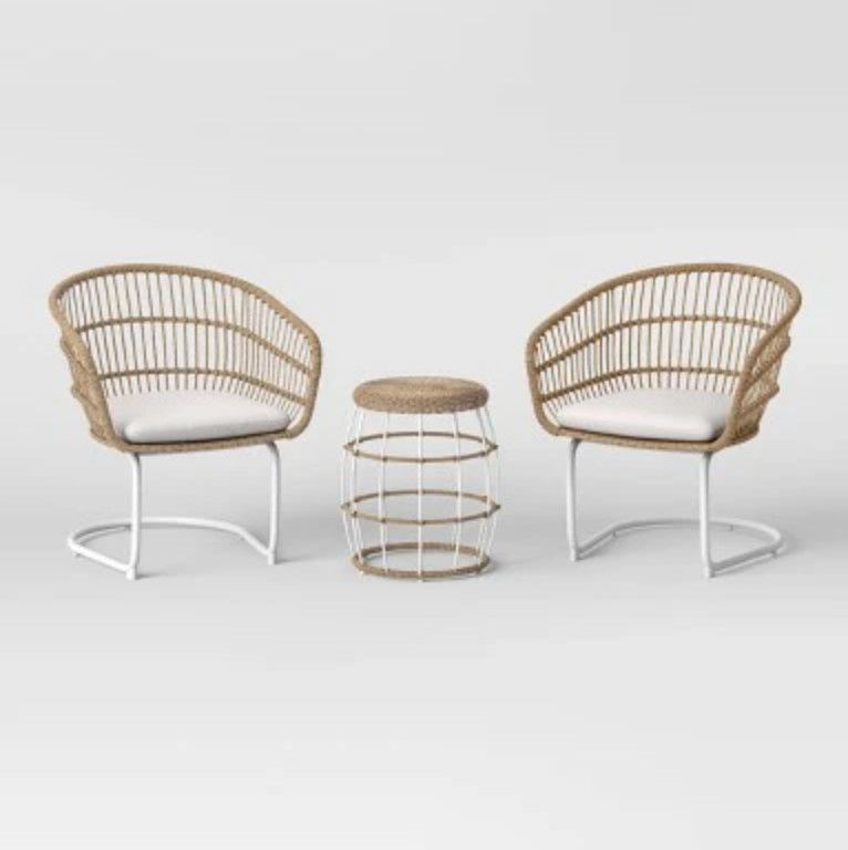 Southport 3pc Motion Patio Chat Set with Metal Legs - Natural/White - Threshold™: Steel Frame, Water-Resistant