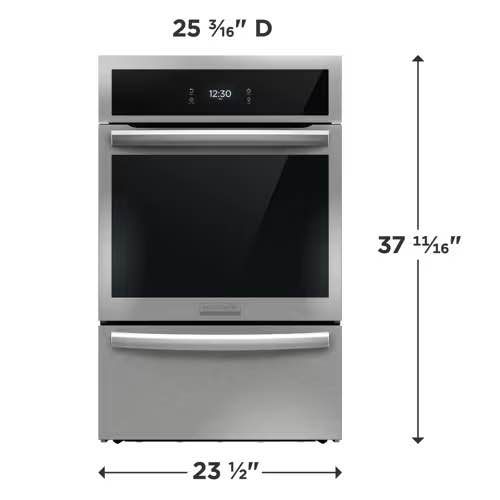 Frigidaire Gallery 24-in Single Gas Wall Oven with Self-cleaning Air Fry and Convection European Element (Stainless Steel)
