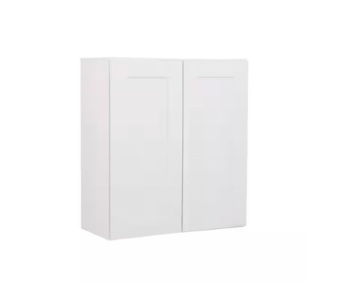 Shaker 27 in. W x 12 in. D x 30 in. H Assembled Wall Cabinet in Satin White