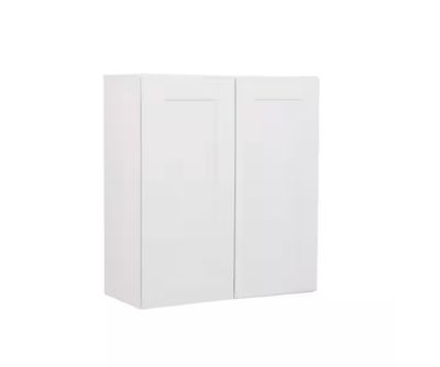Shaker 27 in. W x 12 in. D x 30 in. H Assembled Wall Cabinet in Satin White