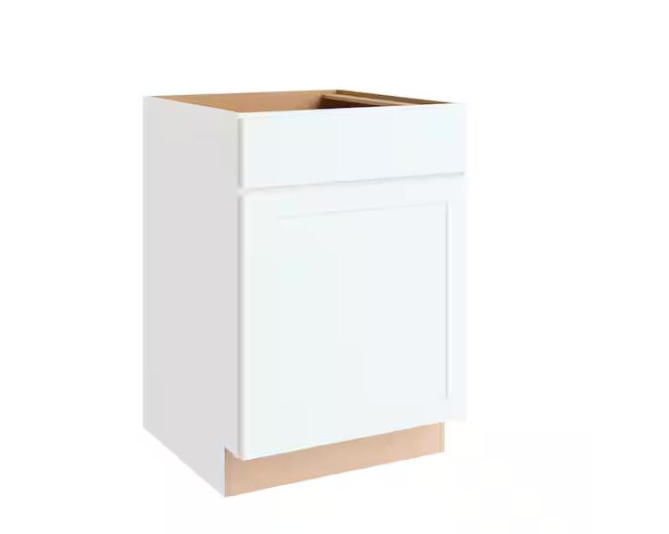 Courtland 24 in. W x 24 in. D x 34.5 in. H Assembled Shaker Base Kitchen Cabinet in Polar White