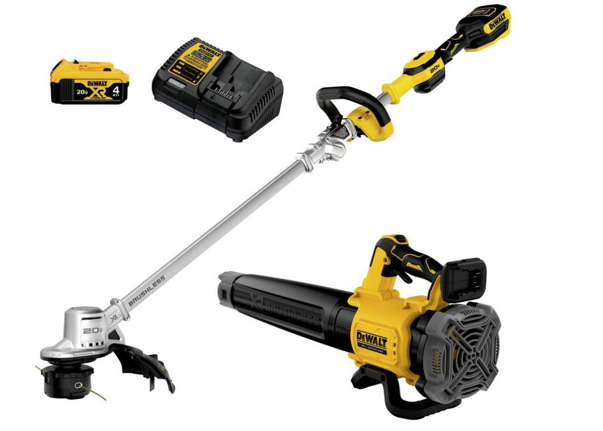 DEWALT 20V MAX Cordless Battery Powered String Trimmer &amp; Blower Combo Kit with (1) 4 Ah Battery &amp; Charger