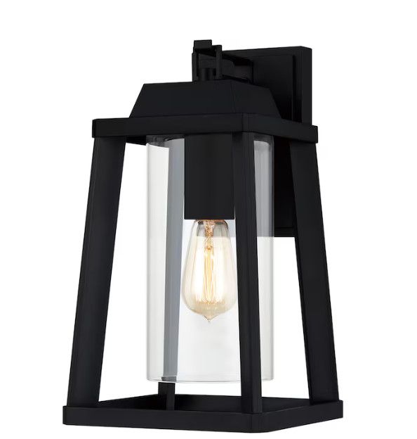 Quoizel Amsted 1 -Light 15.38-in H Matte Black Hardwired Outdoor Wall Light