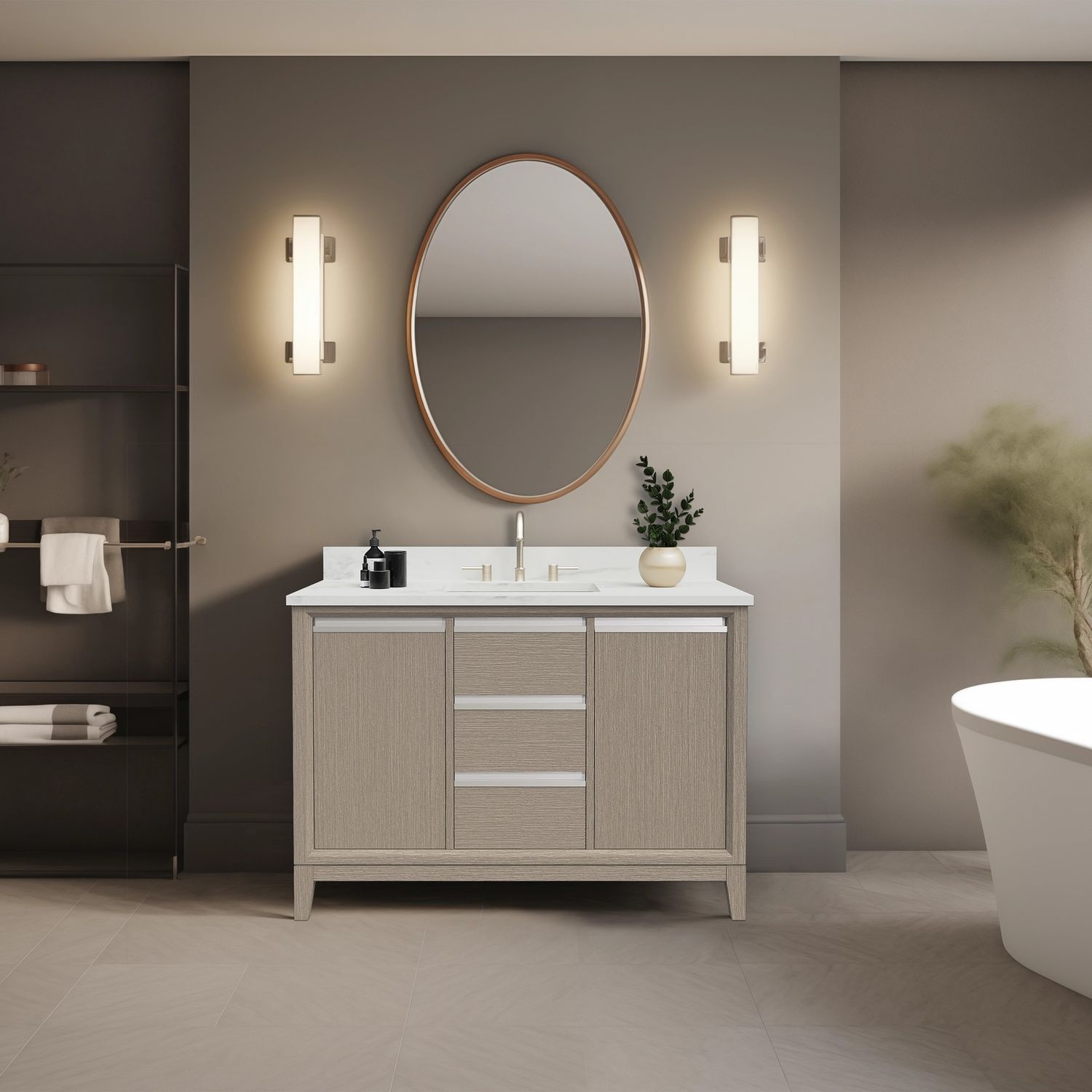 48x22x34″ Single Sink Bathroom Vanity Set with Cabinet &amp; Marble Top