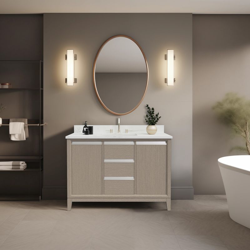 48x22x34″ Single Sink Bathroom Vanity Set with Cabinet &amp; Marble Top