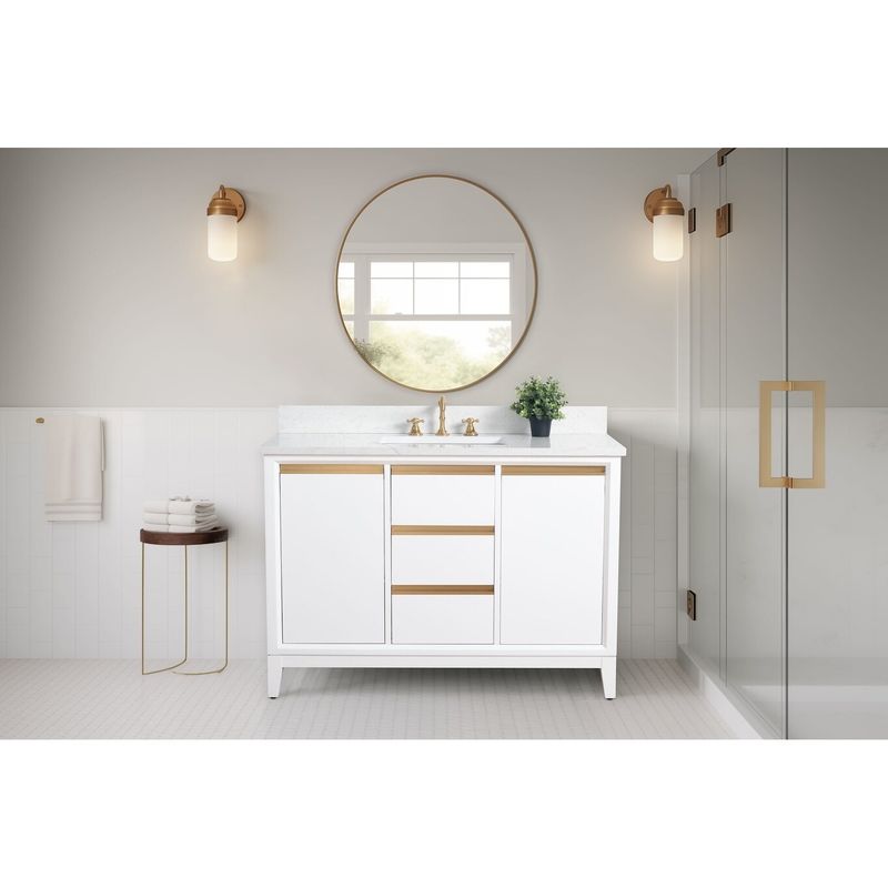48x22x34″ Single Sink Bathroom Vanity Set with Cabinet &amp; Marble Top