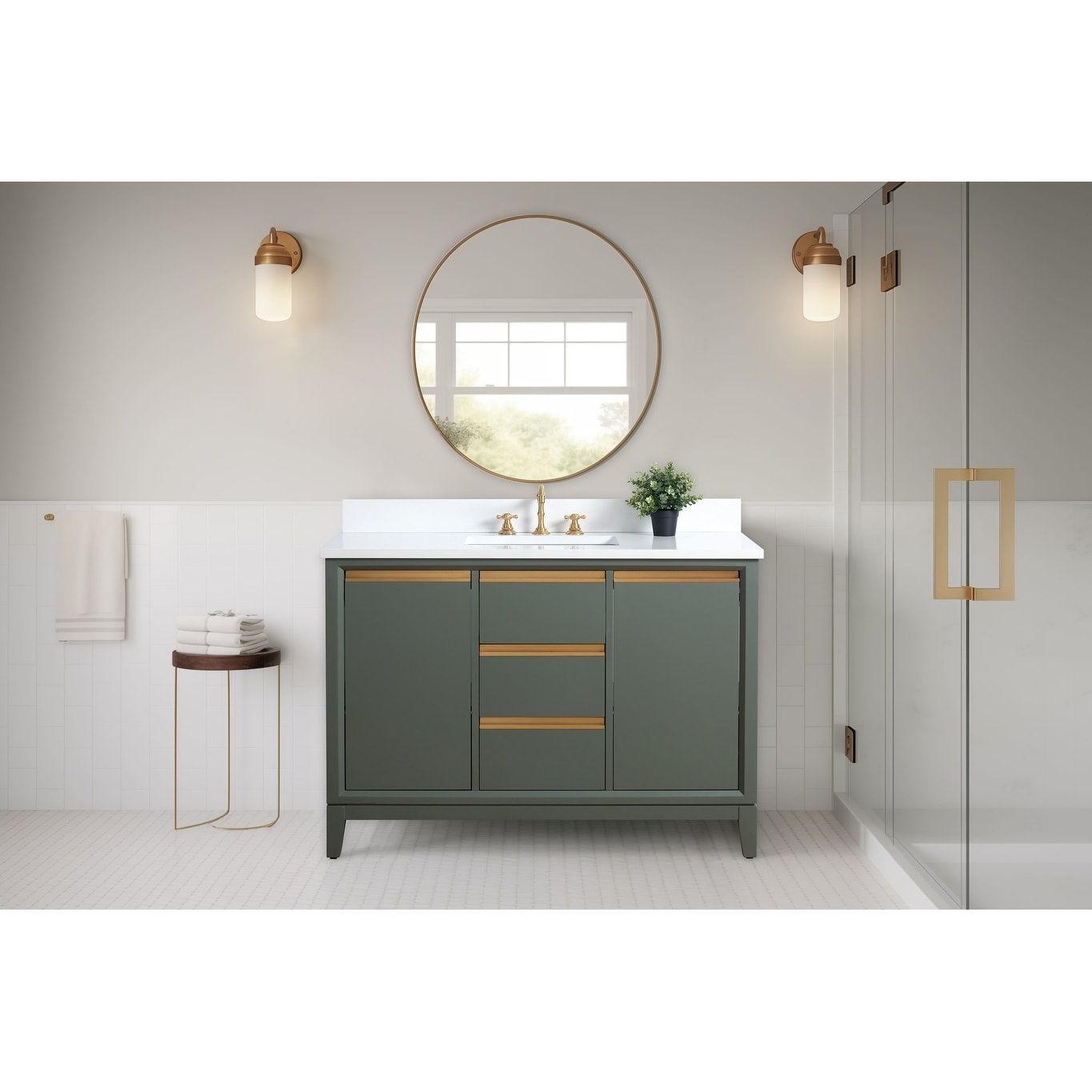 48x22x34″ Single Sink Bathroom Vanity Set with Cabinet &amp; Marble Top