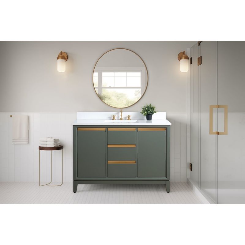 48x22x34″ Single Sink Bathroom Vanity Set with Cabinet &amp; Marble Top