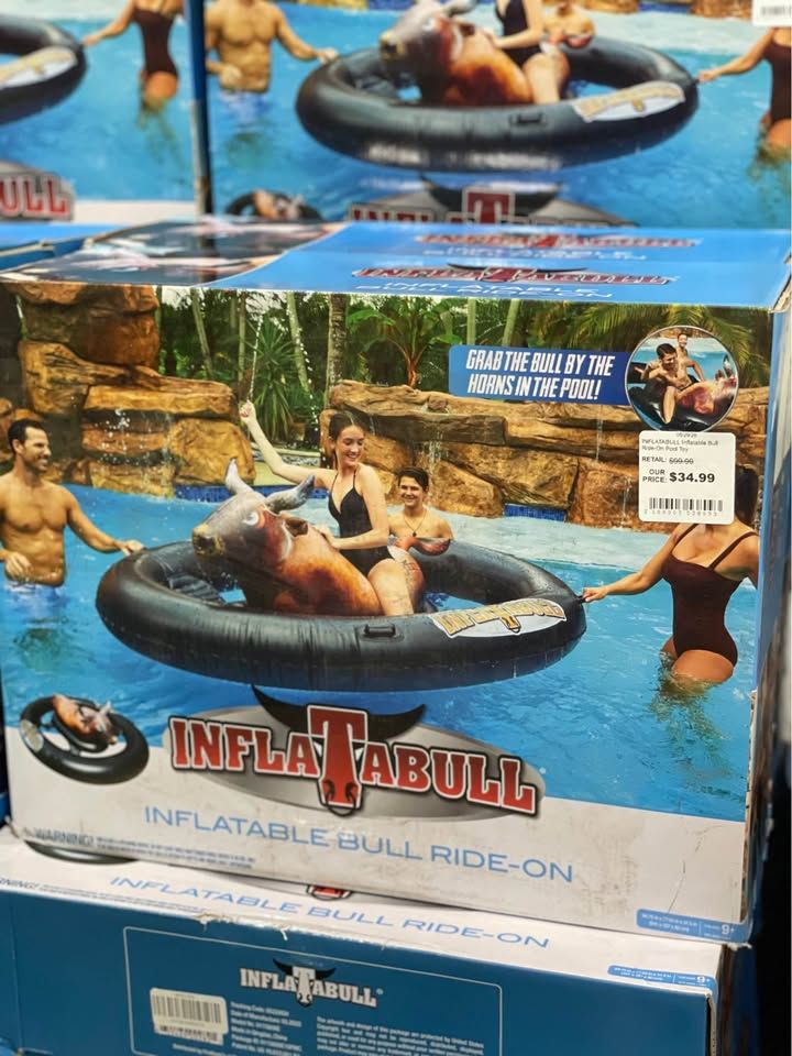 INFLATABULL Inflatable Bull Ride-On Pool Toy