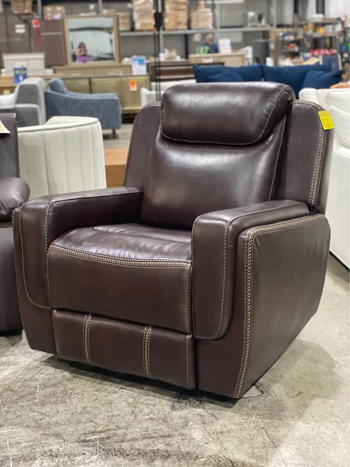Lynx Brown Polyester Glider Recliner with Decorative Stitching Adds Style