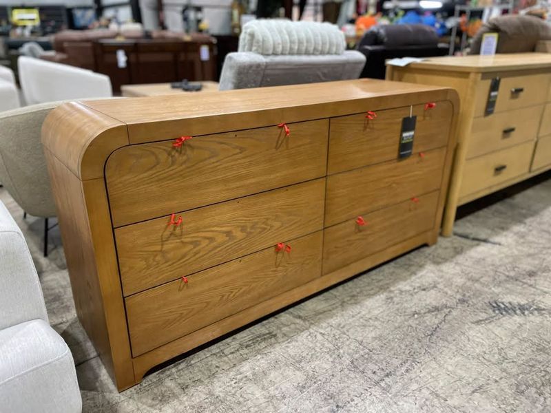 Gillon 62" W 6-Drawer Solid Wood Double Dresser with Hidden Drawer