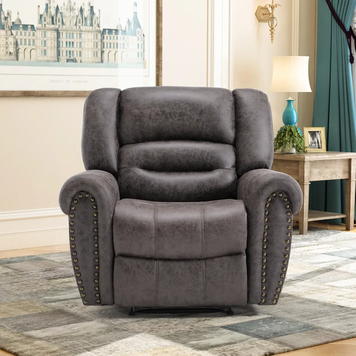 39.8" Wide Classic and Oversized Breathable Faux Leather Power Recliner with USB Port