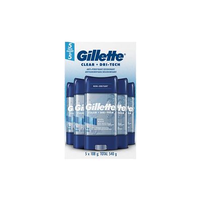 Gillette Antiperspirant Deodorant, Clear Gel, Cool Wave, 5 X 108 g