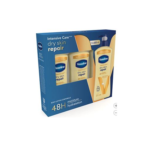 Vaseline Dry Skin Repair Lotion, 3x600 mL
