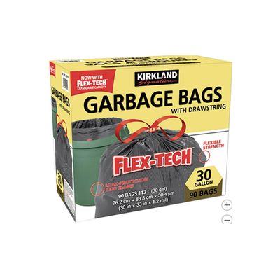 Kirkland Signature Drawstring Garbage Bags, 90-pack