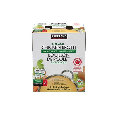 Kirkland Signature Organic Chicken Broth, 6 x 946 mL