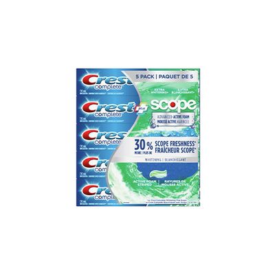 Crest Complete Plus Scope Advanced Active Foam Toothpaste, 5 x 170 mL