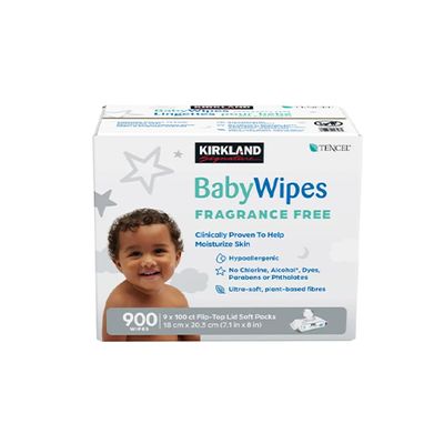 Kirkland Signature Baby Wipes, Fragrance Free, 9 Packs of 100