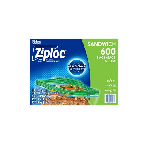 Ziploc Brand Sandwich Bags, 150-count, 4-pack