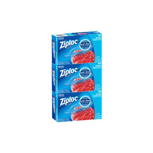 Ziploc Brand Medium Freezer Bags, 3 packs of 60
