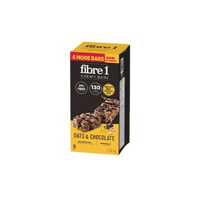 Fibre 1 Chewy Bars Oats &amp; Chocolate, 30 × 35 g