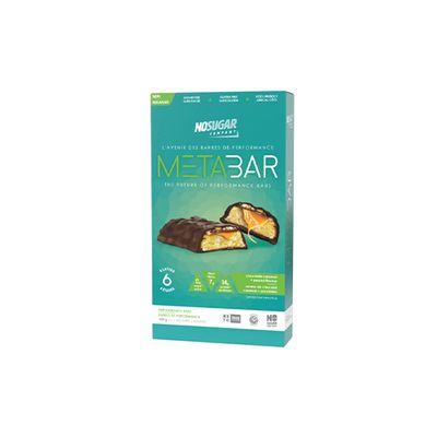 No Sugar MetaBar, Chocolate Caramel &amp; Peanut Flavour Performance Bars, 12 × 40 g