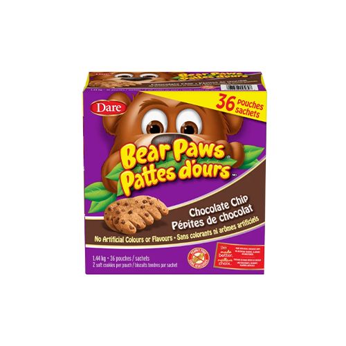 Dare Bear Paws Chocolate Chip Cookies, 36 × 40 g