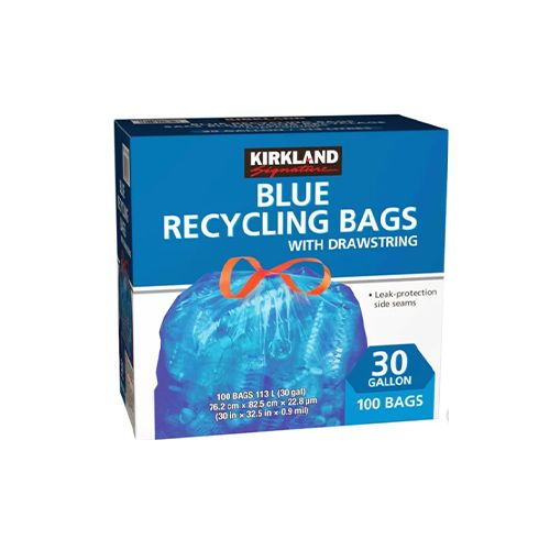 Kirkland Signature Blue Recycling Bags with drawstrings Pack of 100