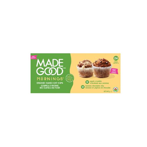 MadeGood Mornings Organic Baked Oat Cups, 24 × 35 g