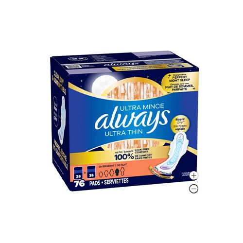 Always Ultra Thin Overnight Pads, 76-count