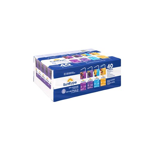SunRype 100% Juice Variety Pack, 40 x 200mL