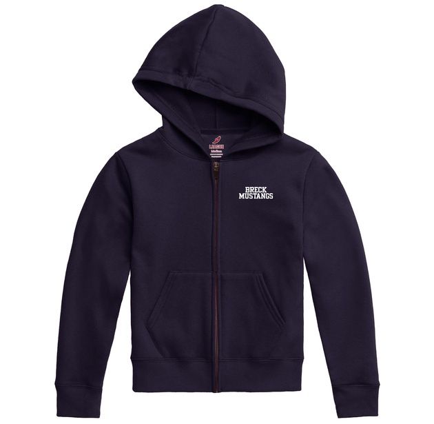 League Youth Embroidered Breck Mustangs Full Zip Hoodie