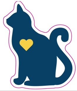 Vinyl Sticker - Navy with Gold Heart Cat