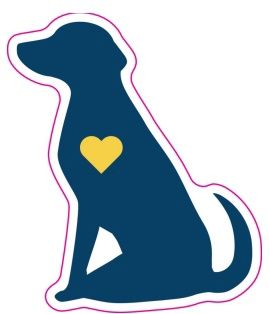 Vinyl Sticker- Navy with Gold Heart Dog