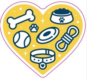 Vinyl Sticker - Gold Heart with Dog Items