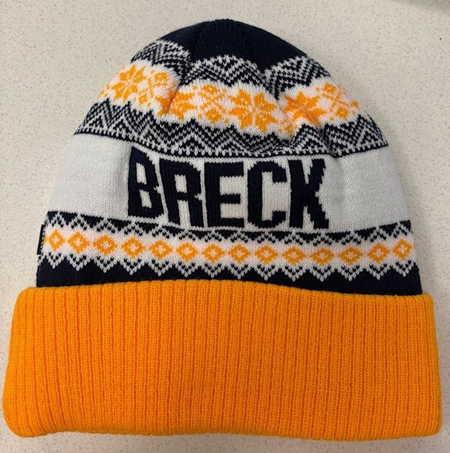 Winter Hat - Legacy White/Gold/Navy with Breck Mustangs