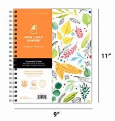 Notebook - 7.5x9.75 Spiral - Assorted Designs, Color: Leaf