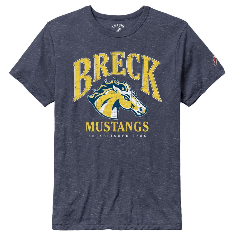 League Victory Falls Tee - Heather Lib Navy Breck with Mustang