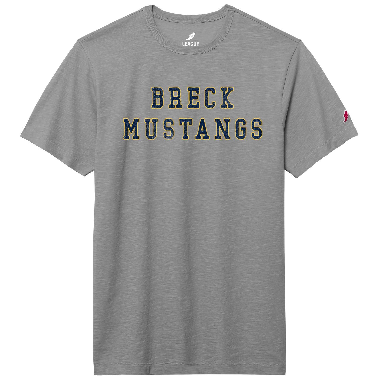 League Slub Tee - Stone Gray - Breck Mustangs
